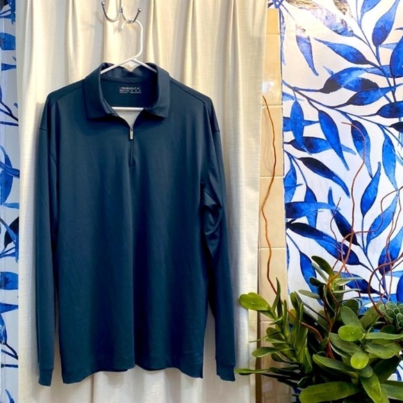 Nike Golf Fit Dry Gray & White Long Sleeve 1/4 Zip Polyester & Spandex Pullover - Picture 1 of 8